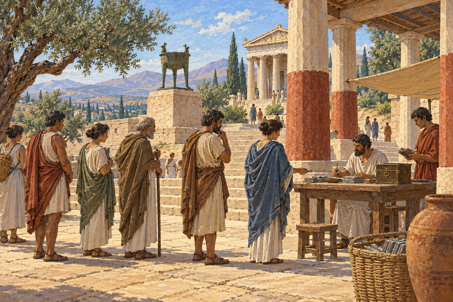 Interpretive illustration: Waiting at the sanctuary