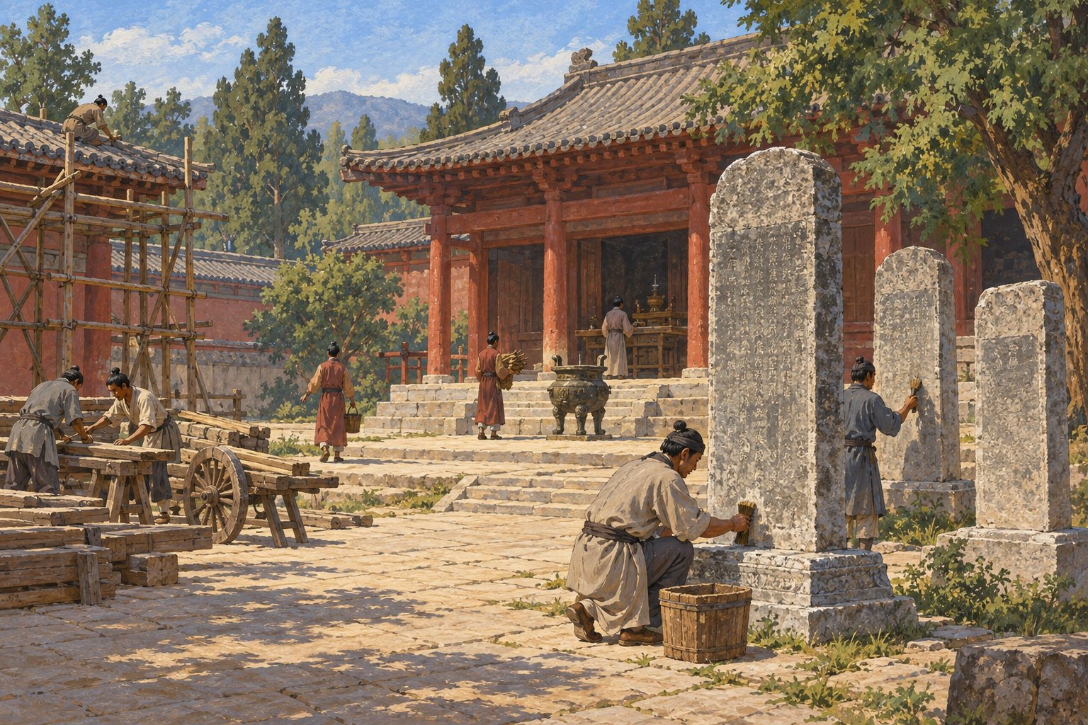 Interpretive illustration: Donors and the temple