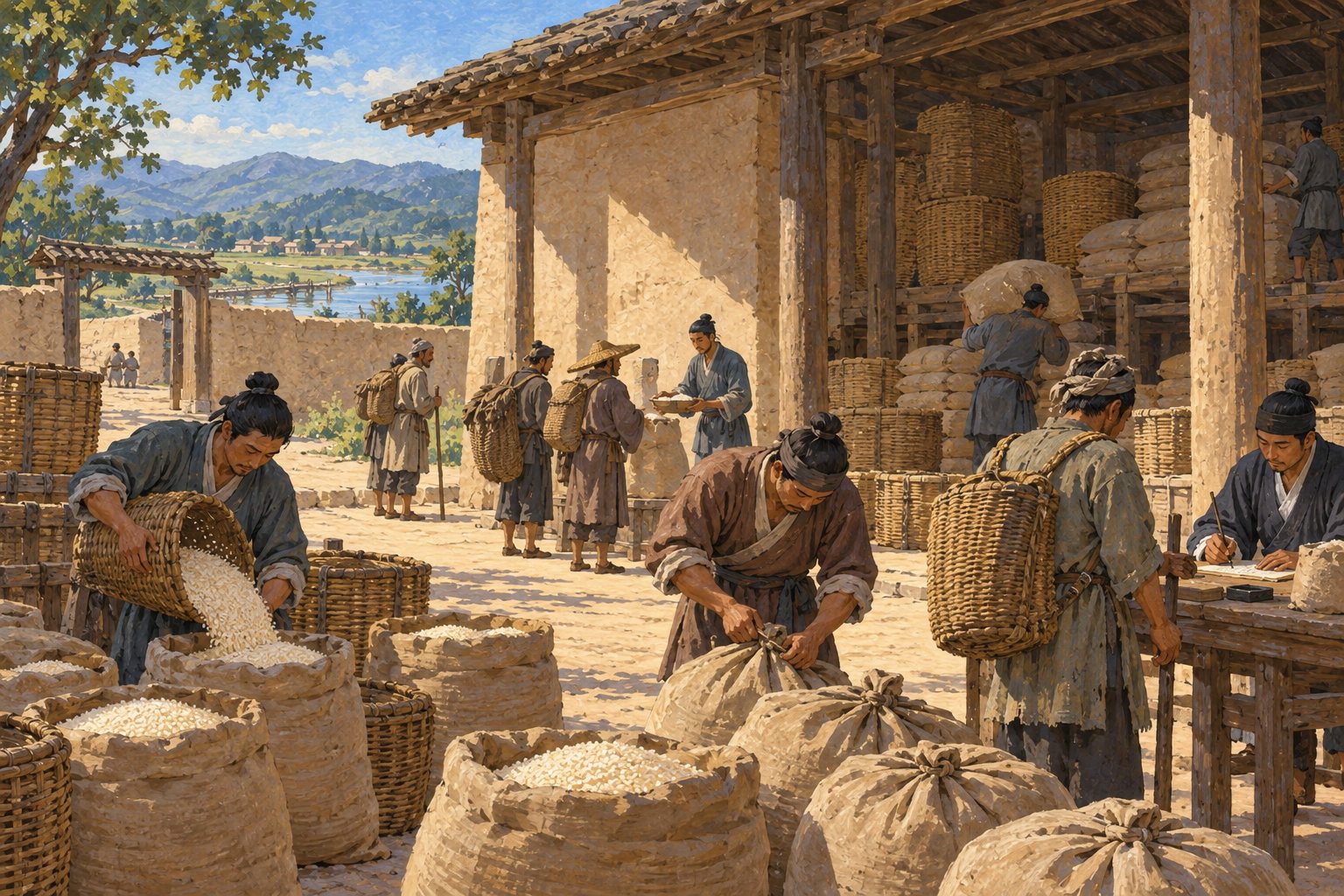 Interpretive illustration: Rice in the storehouse