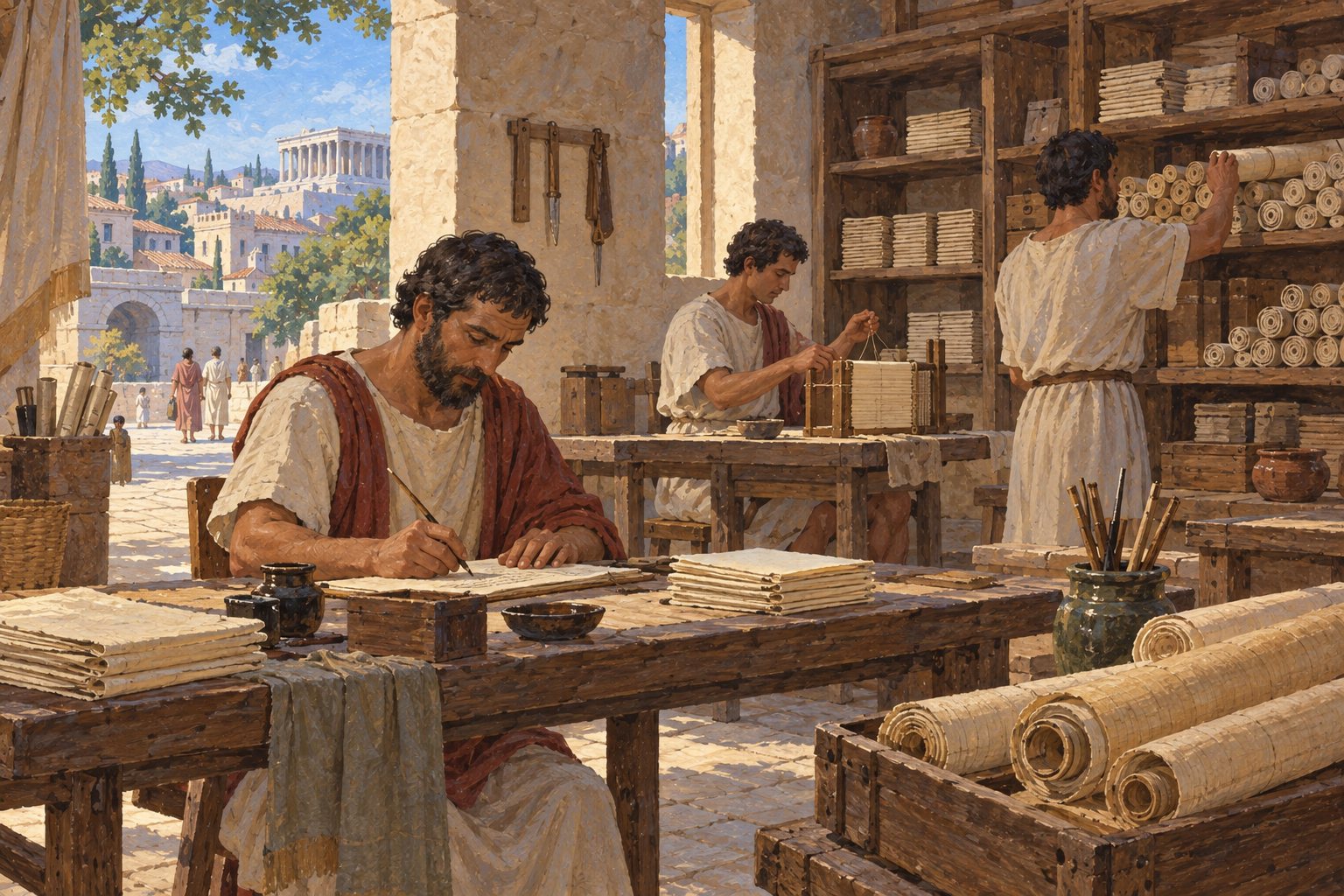 Interpretive illustration: Pages and scrolls