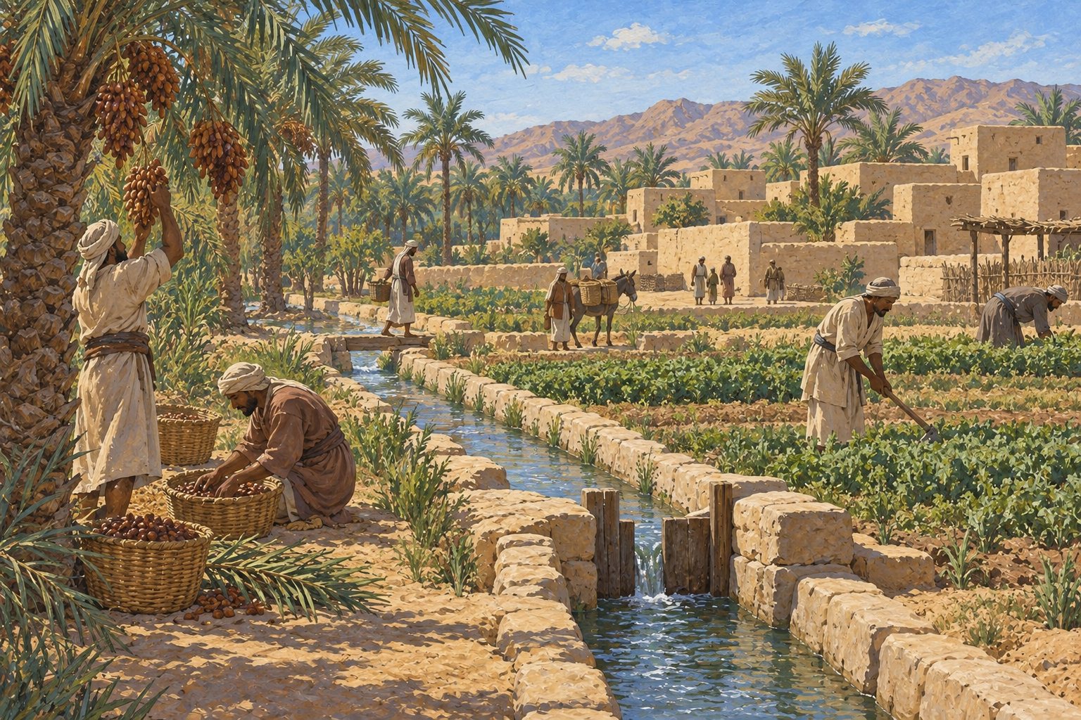 Interpretive illustration: Water among the palms