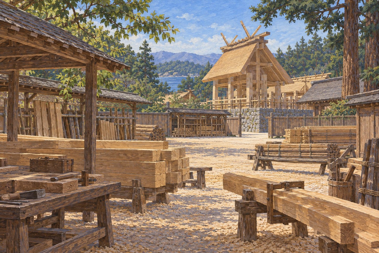 Interpretive illustration: A paused worksite