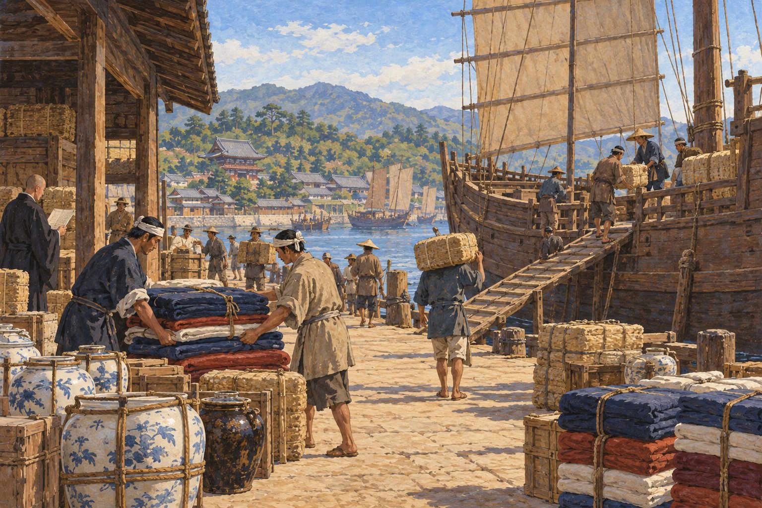 Interpretive illustration: Loading the trading vessel