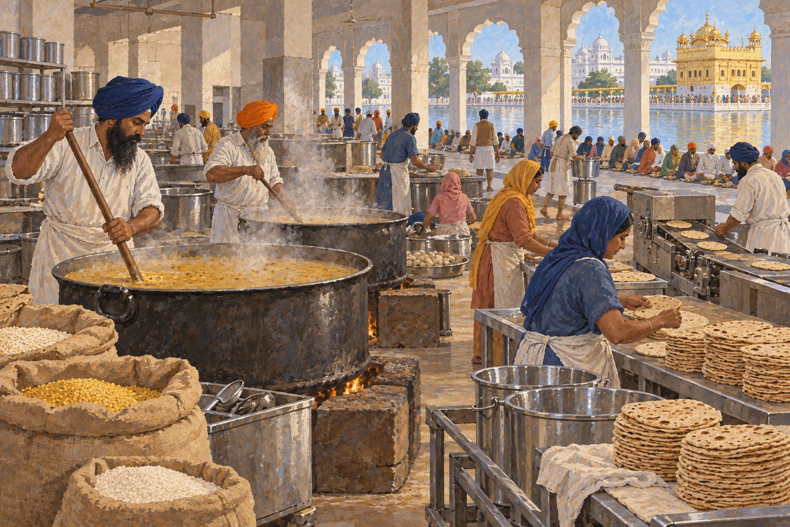Interpretive illustration: Volunteers at the pots