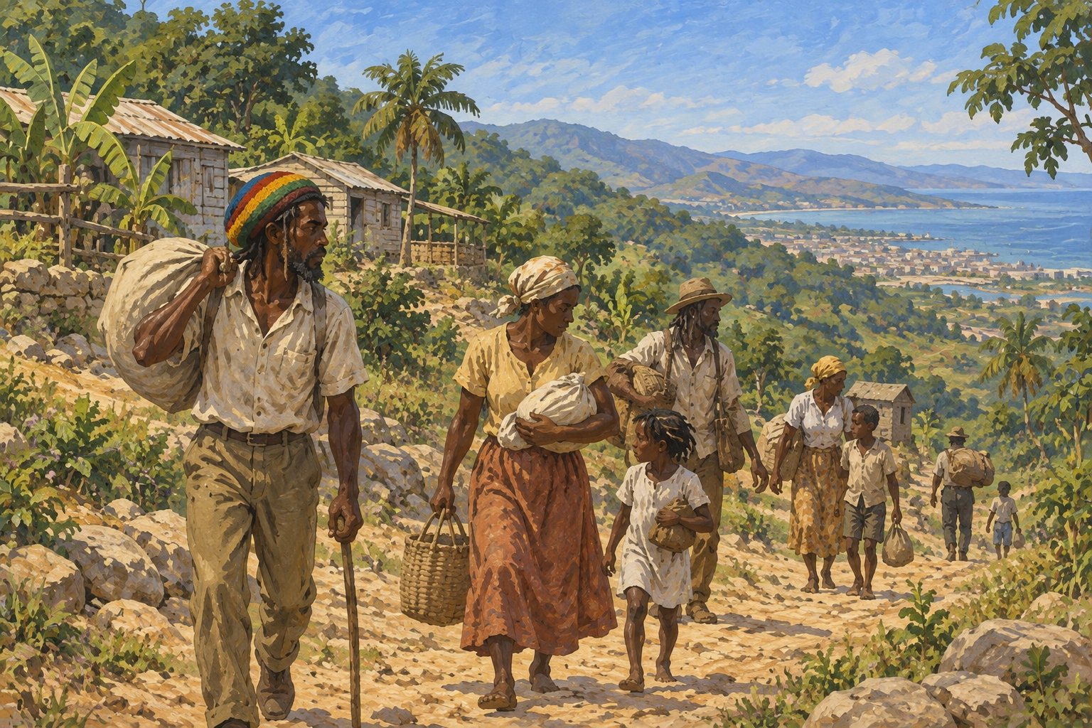 Interpretive illustration: Leaving the hills