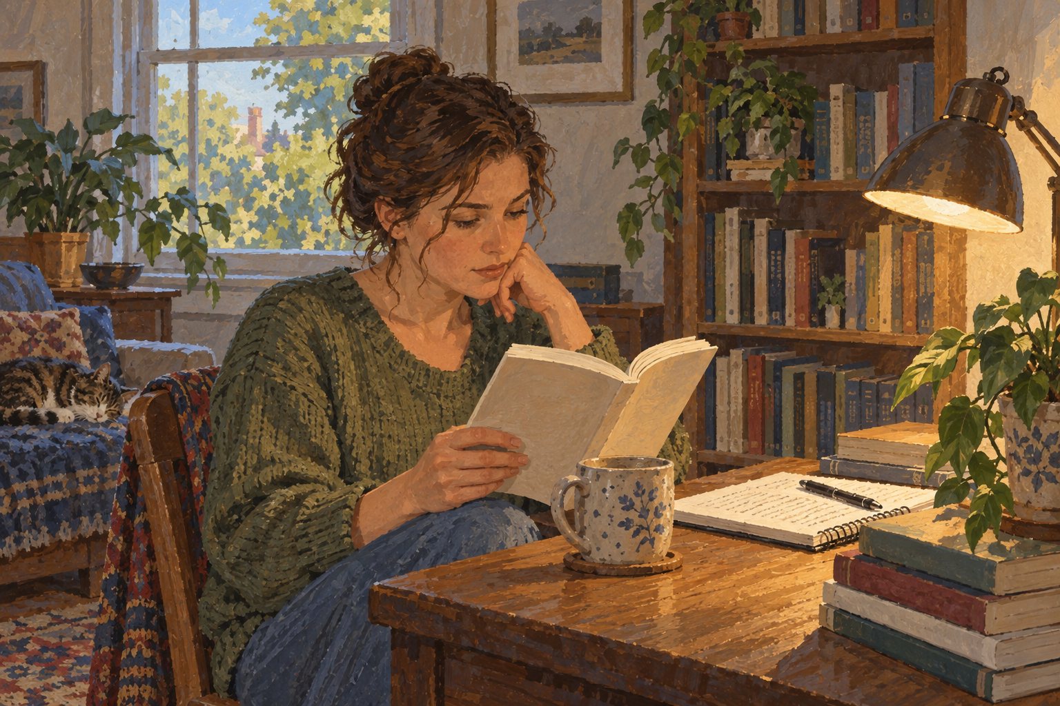 Interpretive illustration: Reading alone