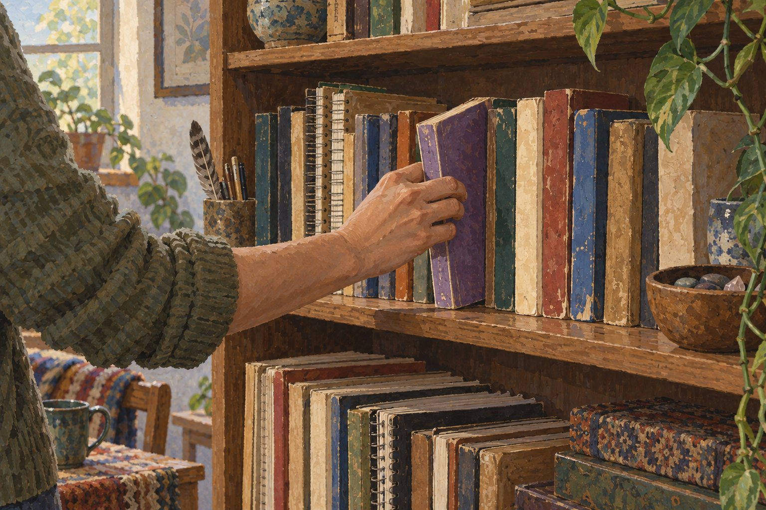 Interpretive illustration: Knowledge on a shelf