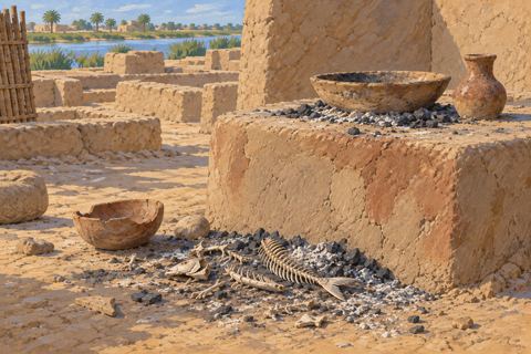 Interpretive illustration: Ash and fish offerings
