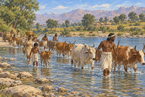 Interpretive illustration: The Ravi crossing
