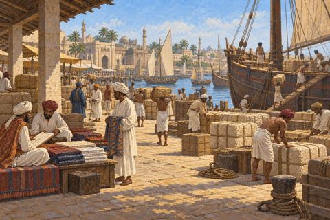 Interpretive illustration: Commerce at Surat