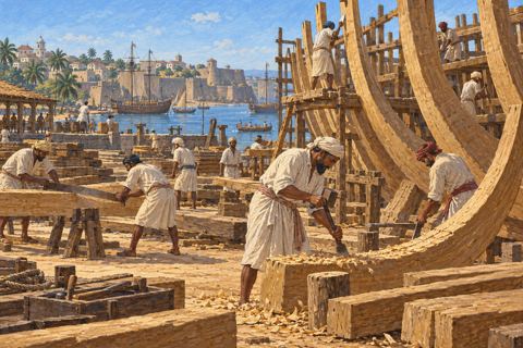 Interpretive illustration: Timber for the dockyard