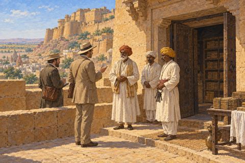 Interpretive illustration: A visitor admitted