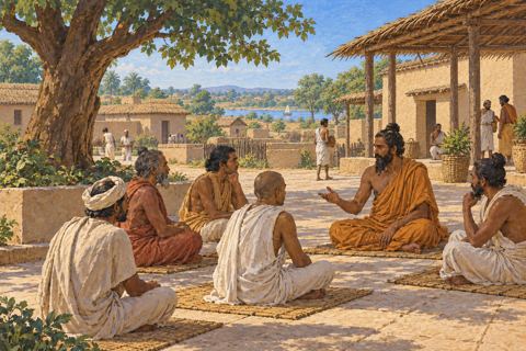 Interpretive illustration: A patron's courtyard