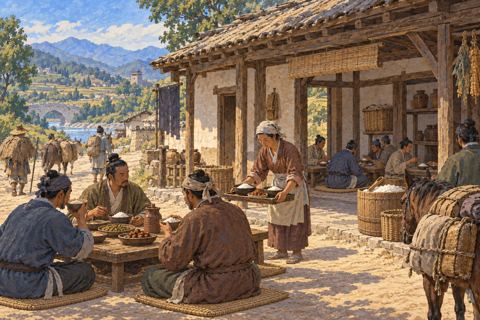Interpretive illustration: A lodge for travelers