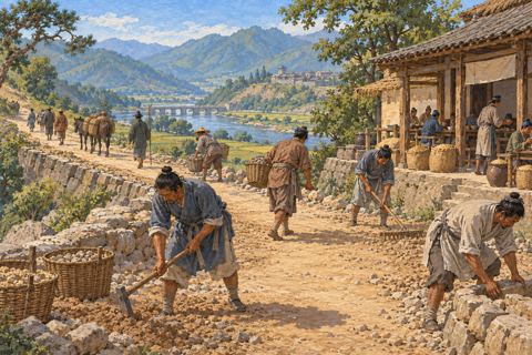 Interpretive illustration: Repairing the road