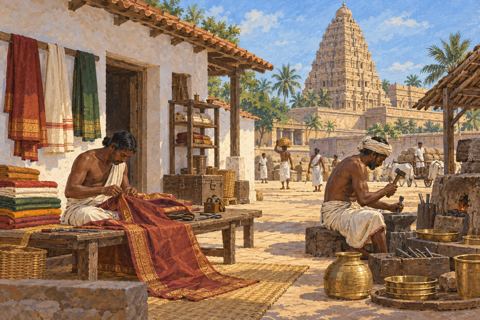 Interpretive illustration: Trades around the temple