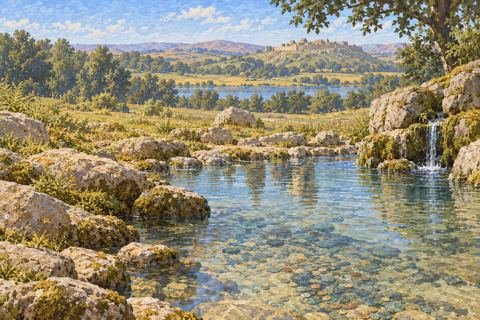 Interpretive illustration: Coins at the spring