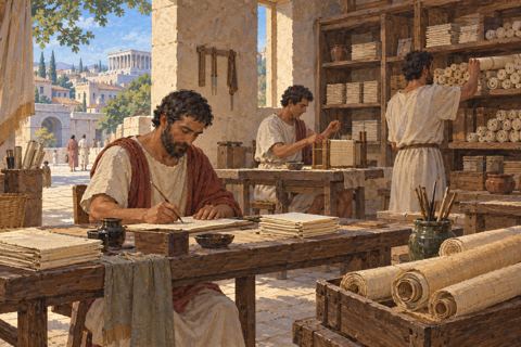 Interpretive illustration: Pages and scrolls