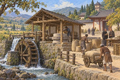 Interpretive illustration: The waterwheel