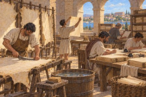 Interpretive illustration: Parchment preparation