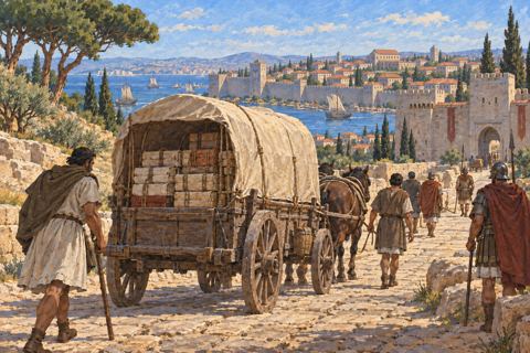 Interpretive illustration: Books in the carriage