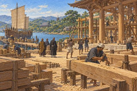 Interpretive illustration: Timber for a temple