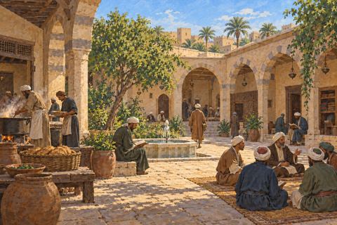 Interpretive illustration: The Cairo courtyard
