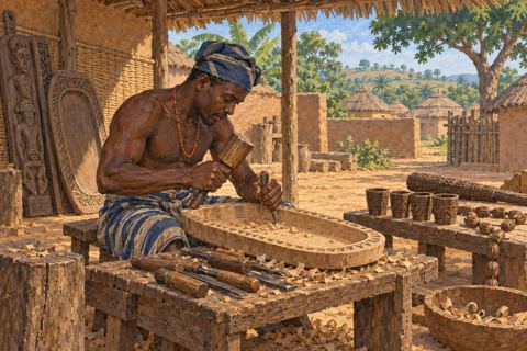 Interpretive illustration: The carver's tools