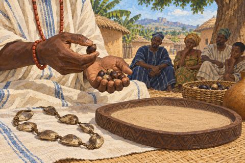 Interpretive illustration: Palm nuts in the hand