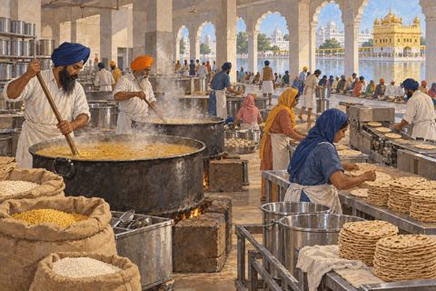 Interpretive illustration: Volunteers at the pots