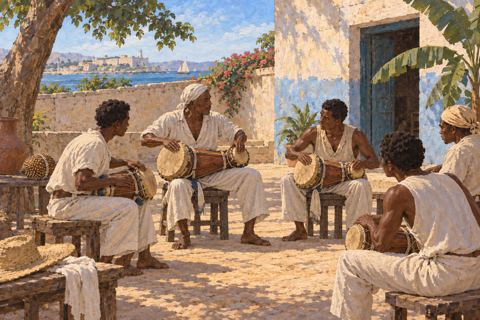 Interpretive illustration: The public drum lesson