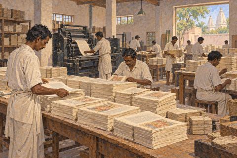 Interpretive illustration: Stacks for binding