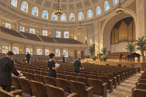 Interpretive illustration: A large auditorium
