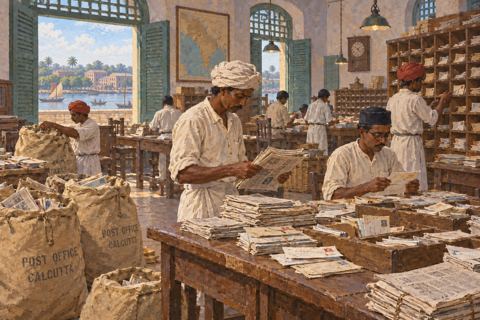 Interpretive illustration: Mail crosses oceans