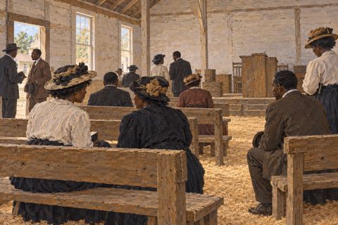 Interpretive illustration: Plank benches