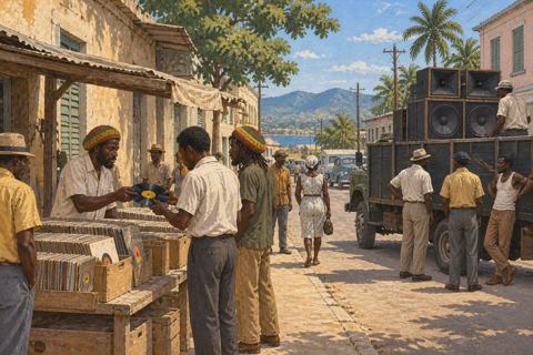 Interpretive illustration: Music through the neighborhood