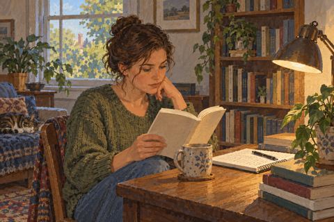 Interpretive illustration: Reading alone