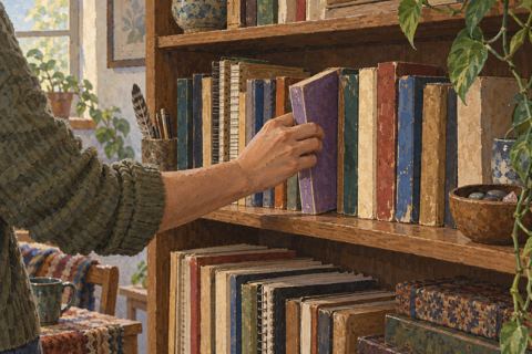 Interpretive illustration: Knowledge on a shelf